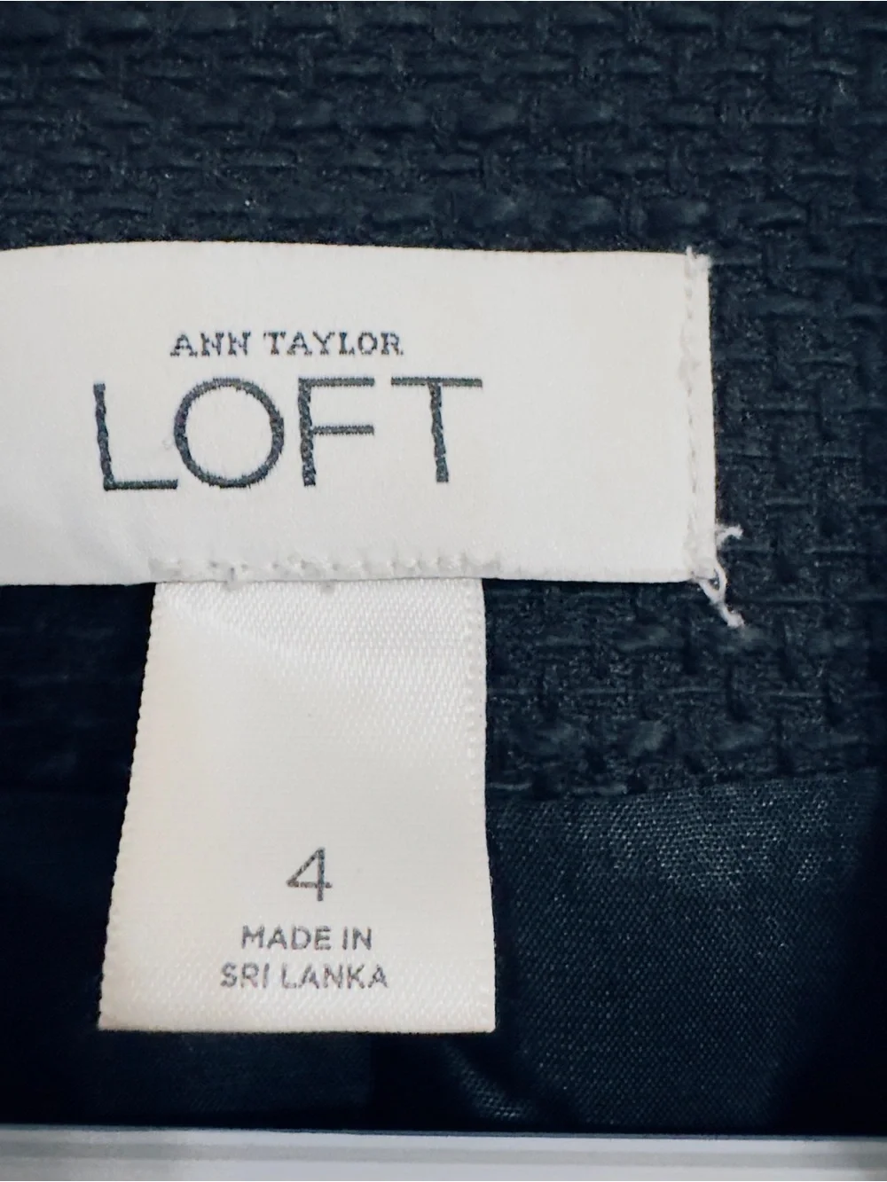 Ann Taylor LOFT Black Tweed Peplum bell Sleeve Style Cotton Blend Coat Size 4